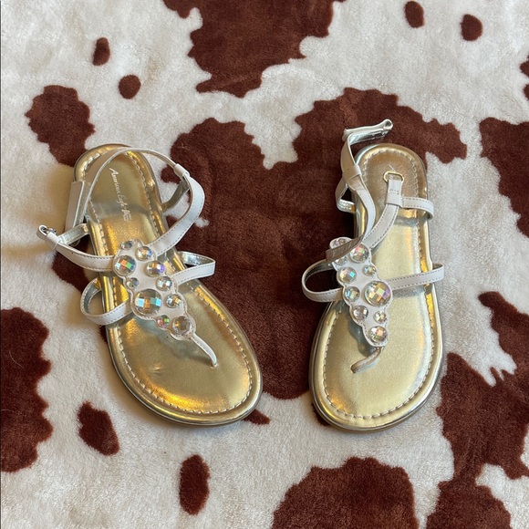 American Eagle Outfitters White Sandals with Gem Accents - Picture 1 of 4